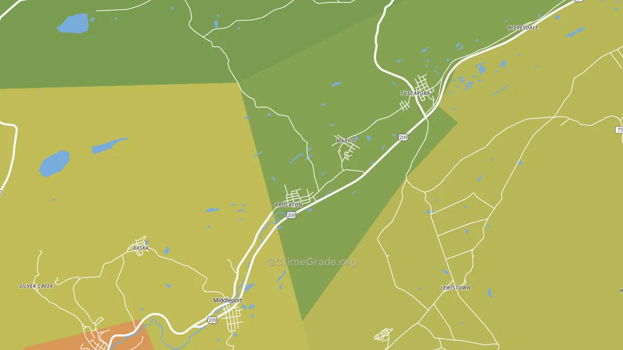 Brockton, PA Map of Assault Rates