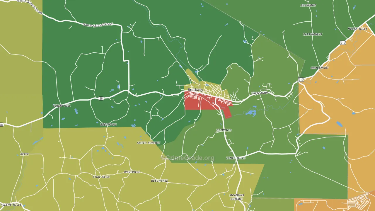 Brockway, PA Map of Assault Rates
