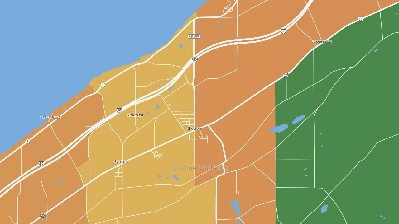 Brocton, NY Map of Assault Rates