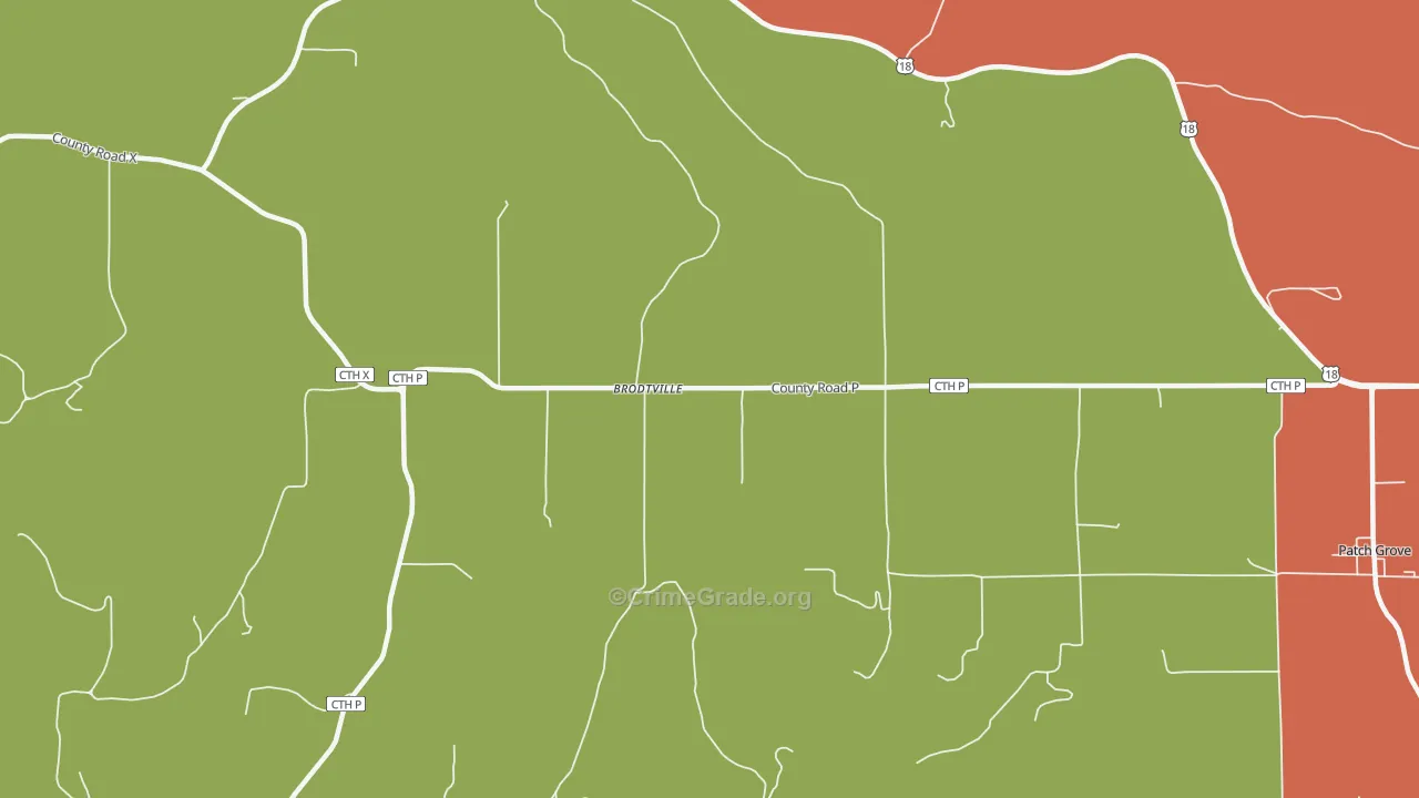 Brodtville, WI Map of Assault Rates