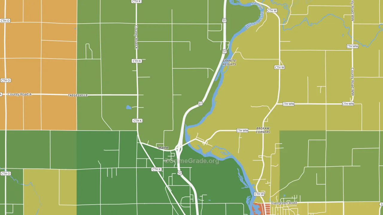 Brokaw, WI Map of Assault Rates