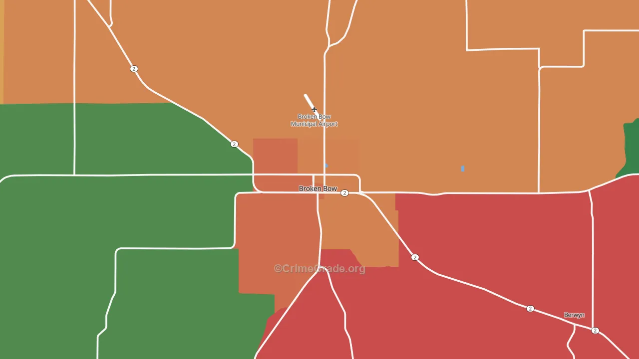 Broken Bow, NE Map of Assault Rates