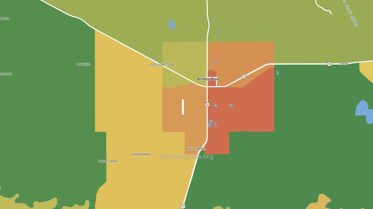 Broken Bow, OK Map of Assault Rates