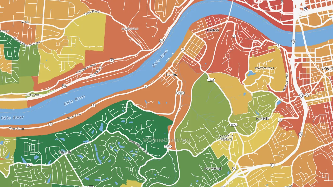 Bromley, KY Map of Assault Rates