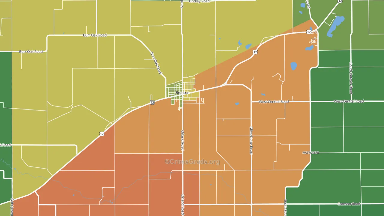 Bronson, MI Map of Assault Rates