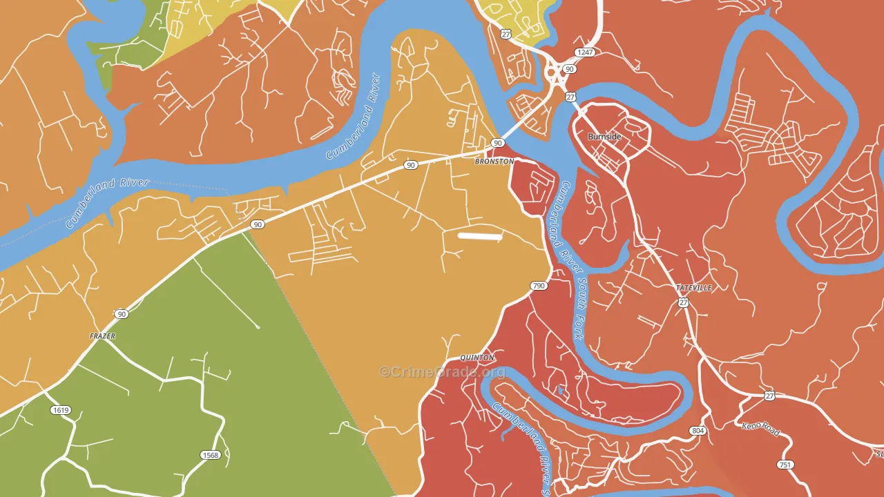 Bronston, KY Map of Assault Rates