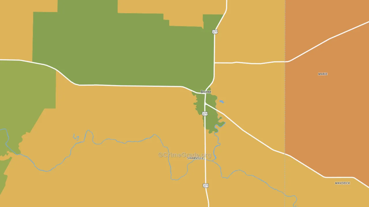 Bronte, TX Map of Assault Rates