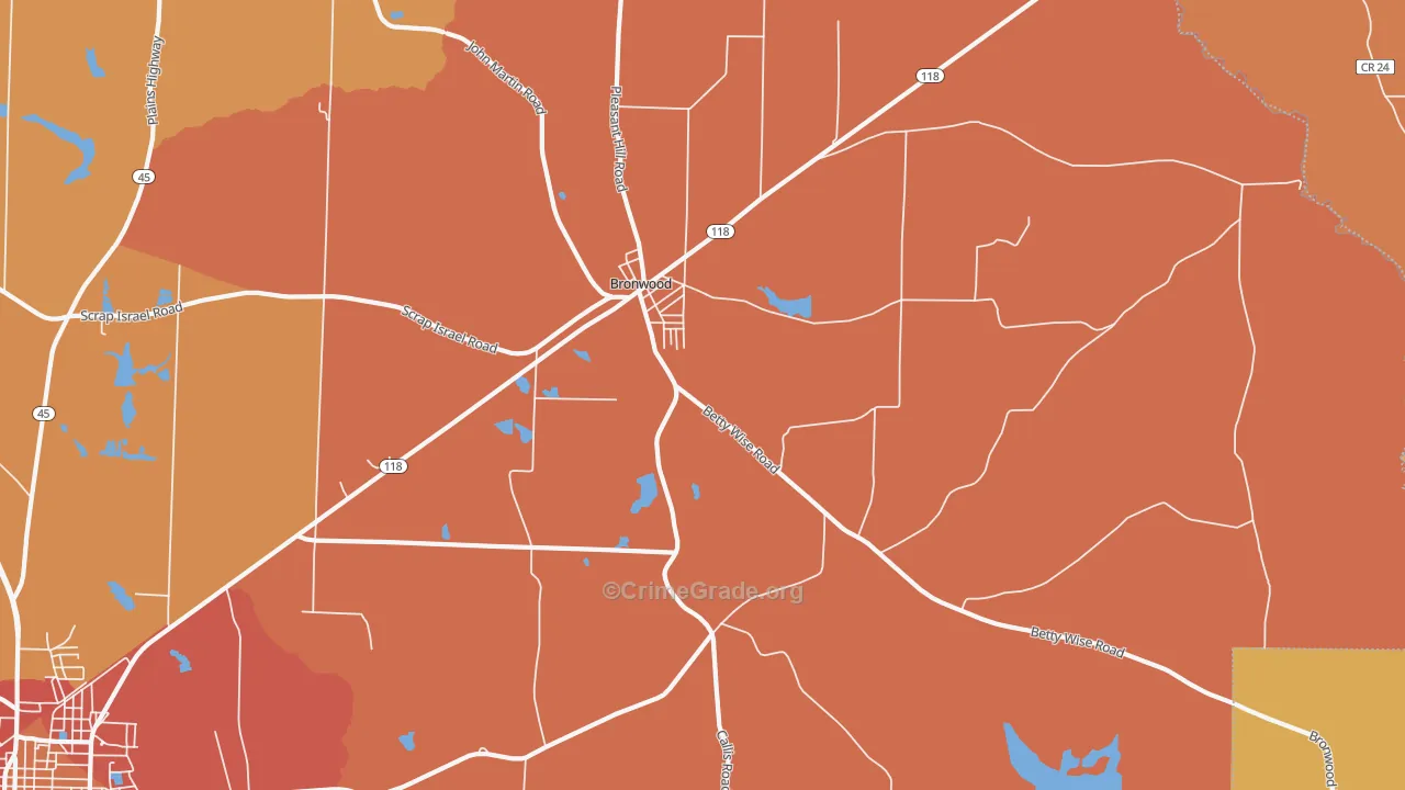 Bronwood, GA Map of Assault Rates