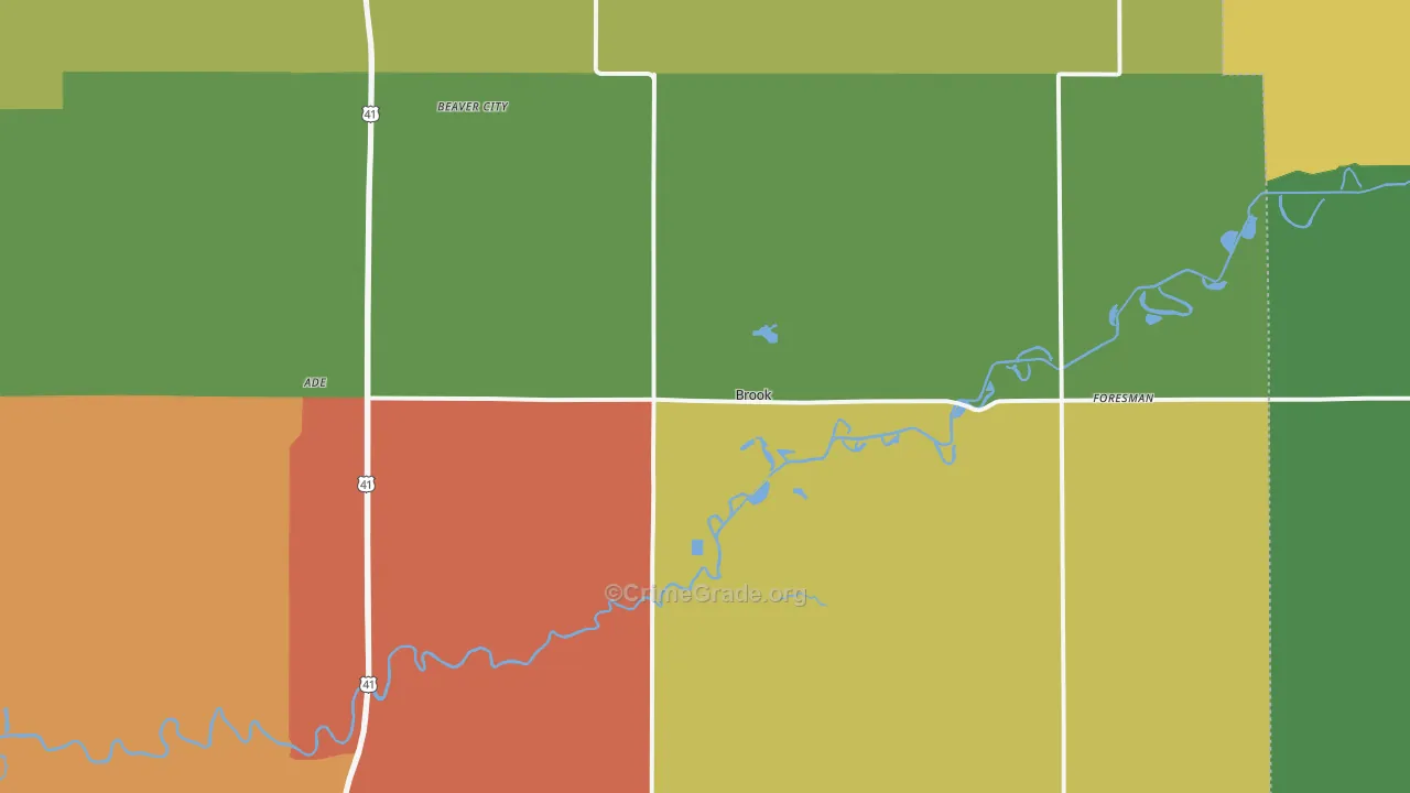 Brook, IN Map of Assault Rates