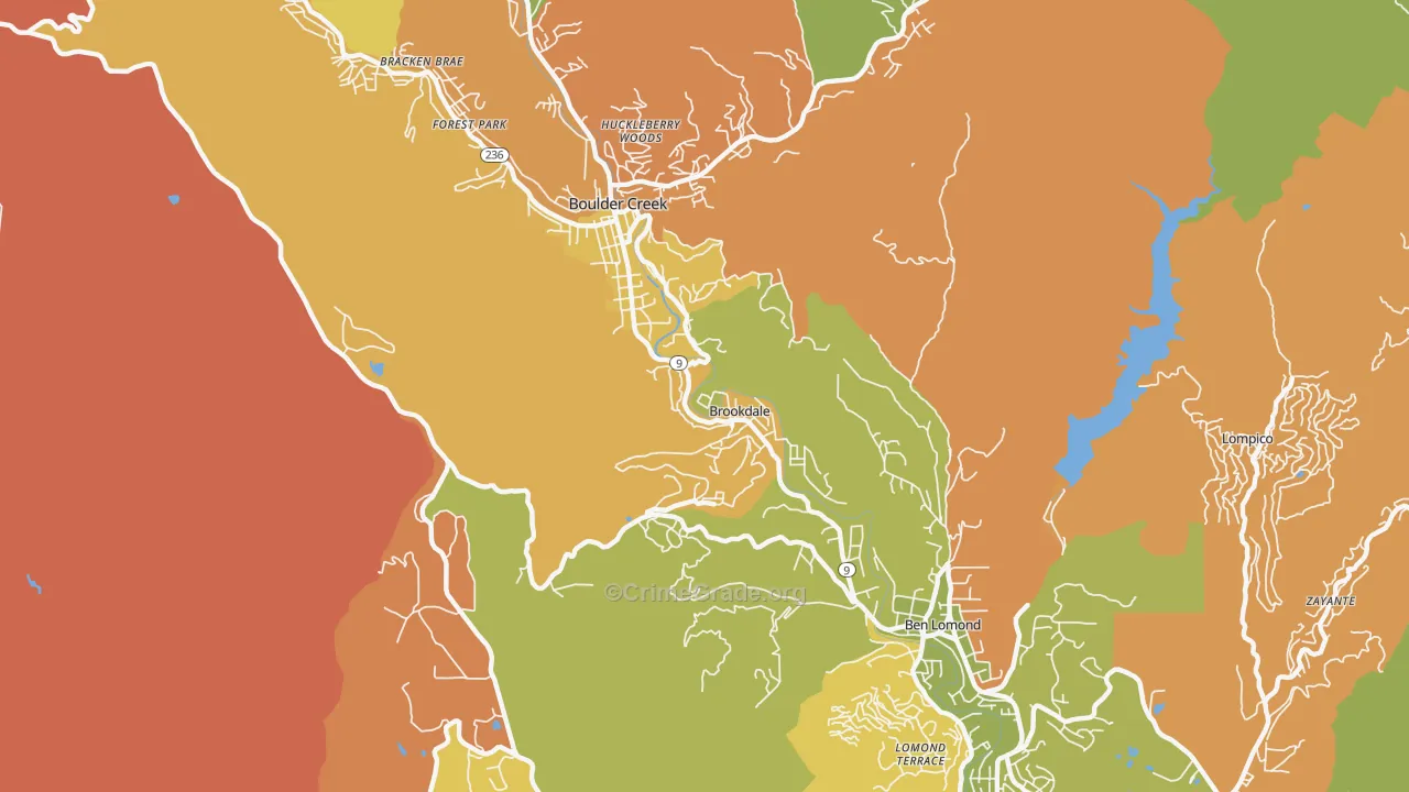 Brookdale, CA Map of Assault Rates