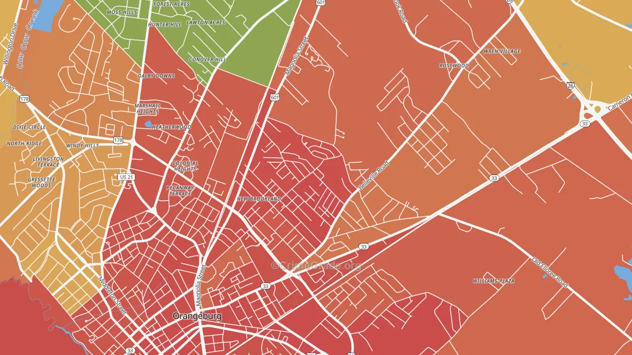 Brookdale, SC Map of Assault Rates