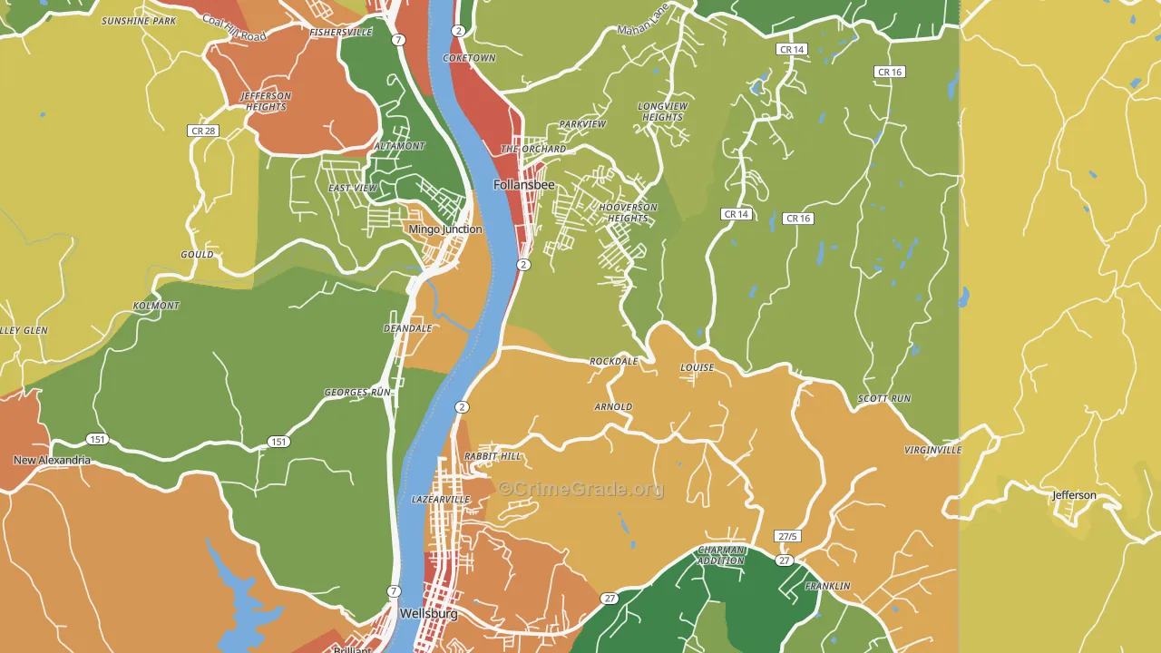 Brooke County, WV Map of Assault Rates