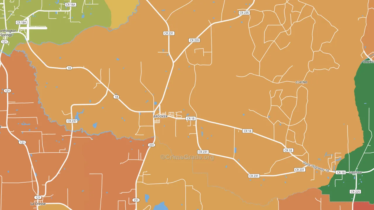 Brooker, FL Map of Assault Rates