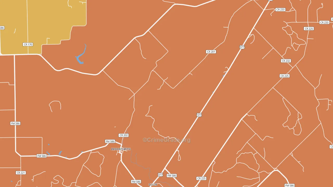 Brookesmith, TX Map of Assault Rates