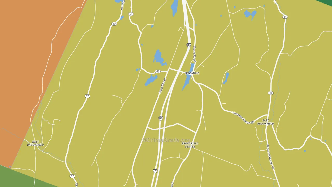 Brookfield Center, VT Map of Assault Rates