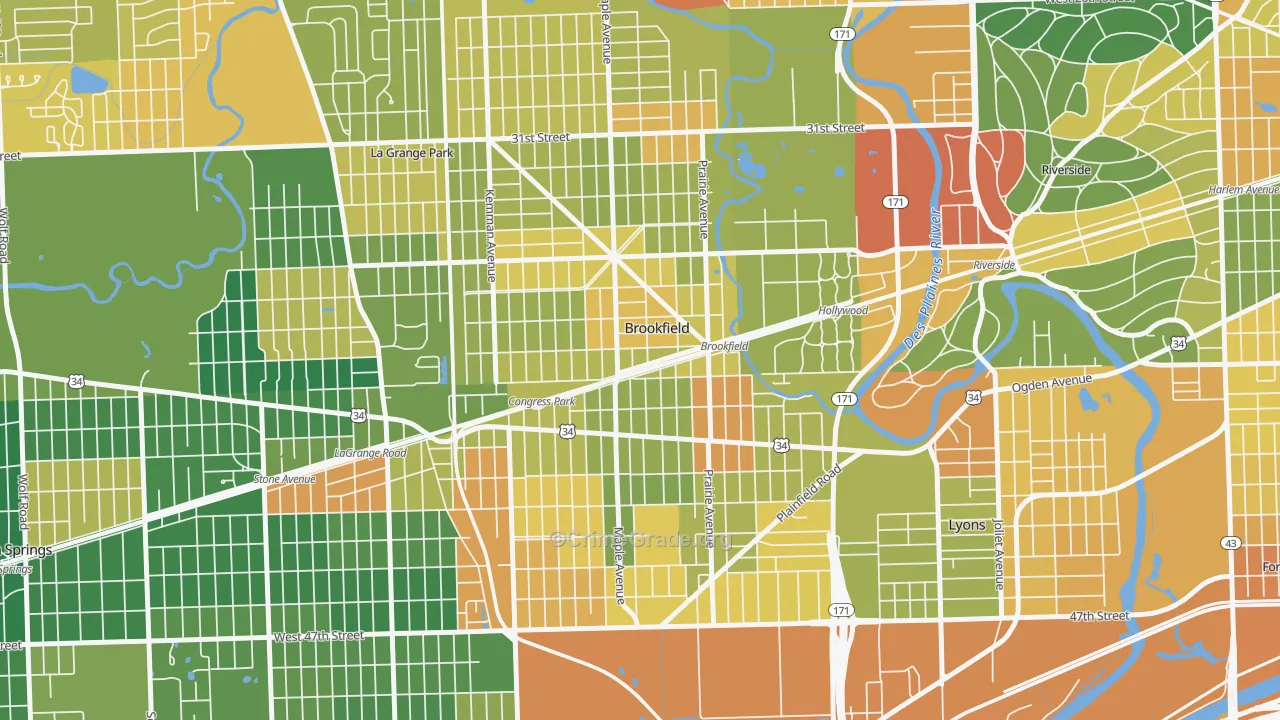 Brookfield, IL Map of Assault Rates