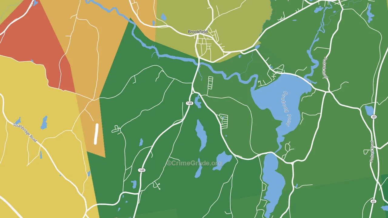 Brookfield, MA Map of Assault Rates