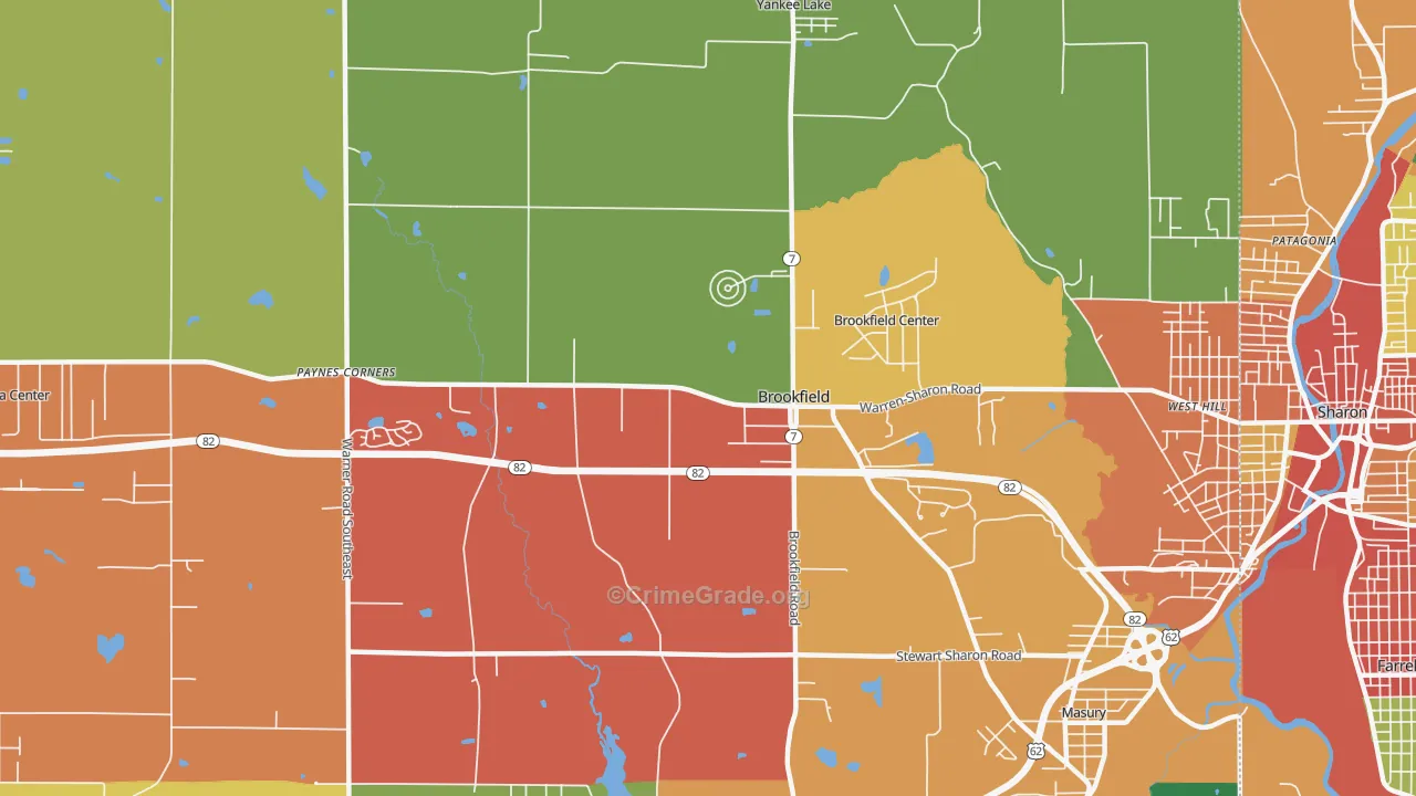 Brookfield, OH Map of Assault Rates