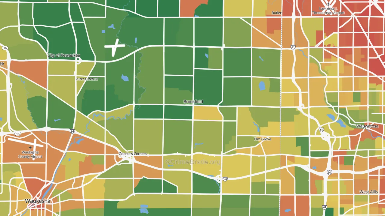Brookfield, WI Map of Assault Rates