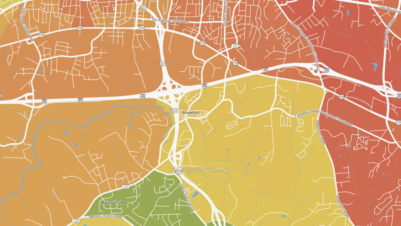 Brookford, NC Map of Assault Rates