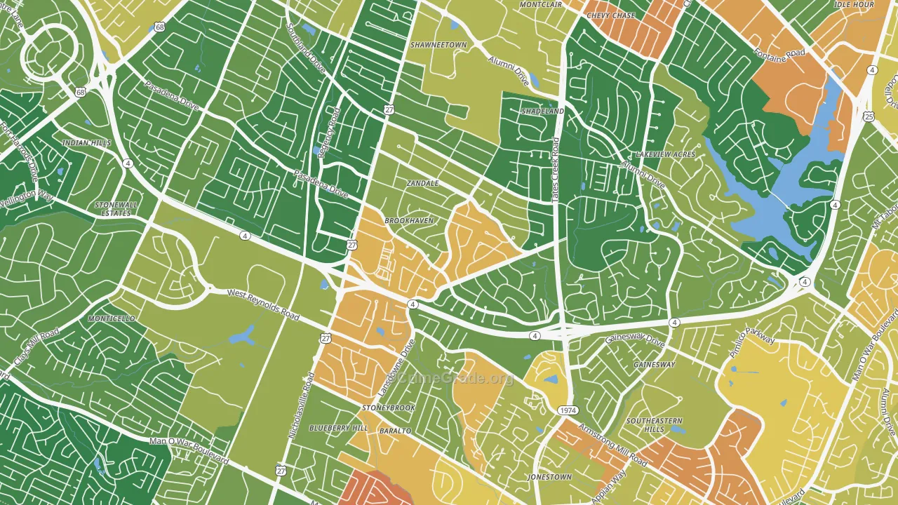 Brookhaven-Lansdowne, Lexington, KY Map of Assault Rates