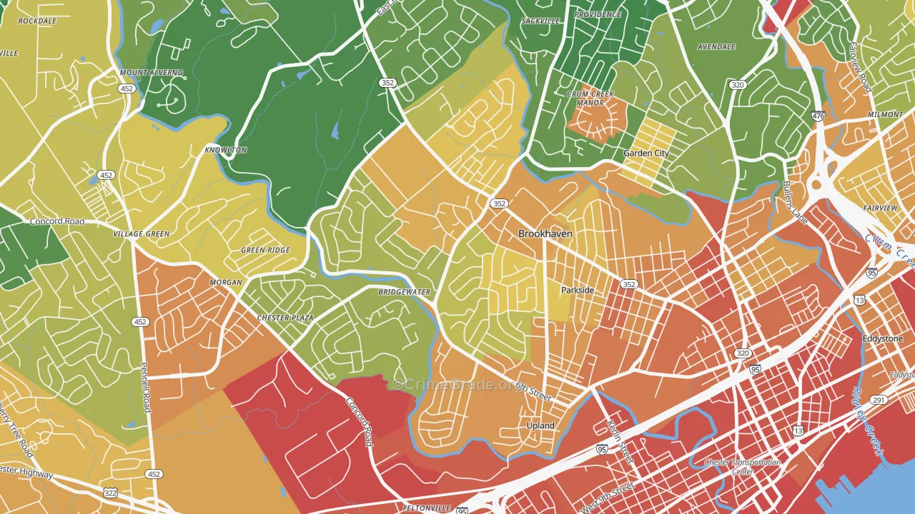 Brookhaven, PA Map of Assault Rates