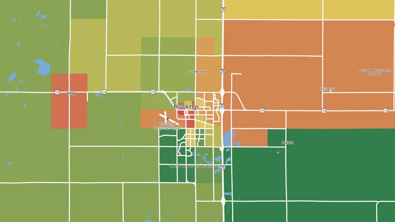 Brookings County, SD Map of Assault Rates