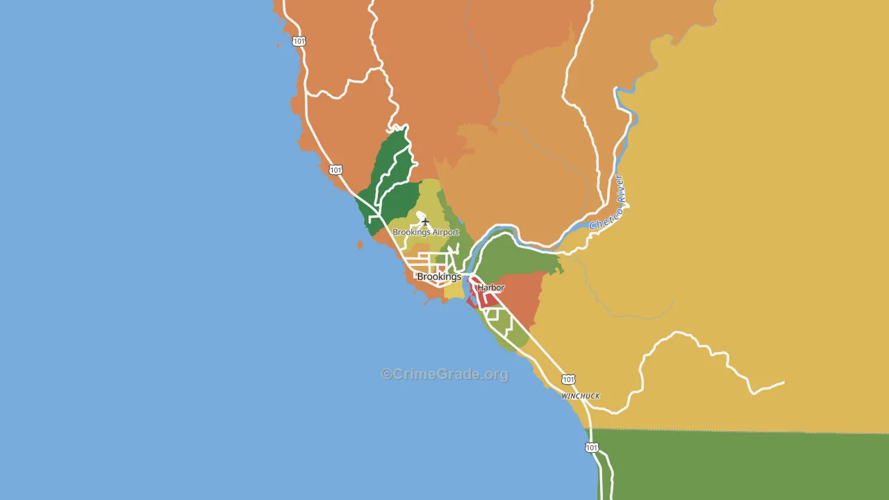 Brookings, OR Map of Assault Rates