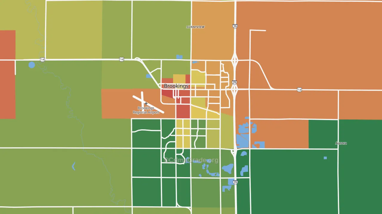 Brookings, SD Map of Assault Rates