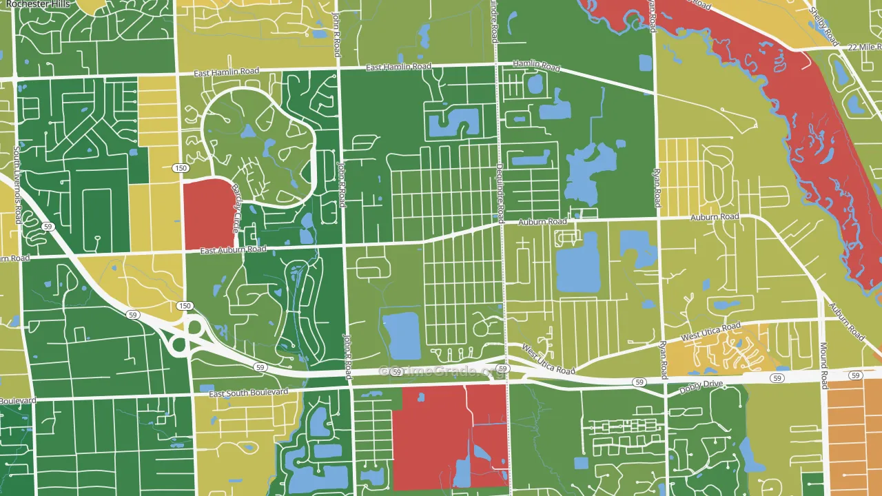 Brooklands Park, Rochester Hills, MI Map of Assault Rates