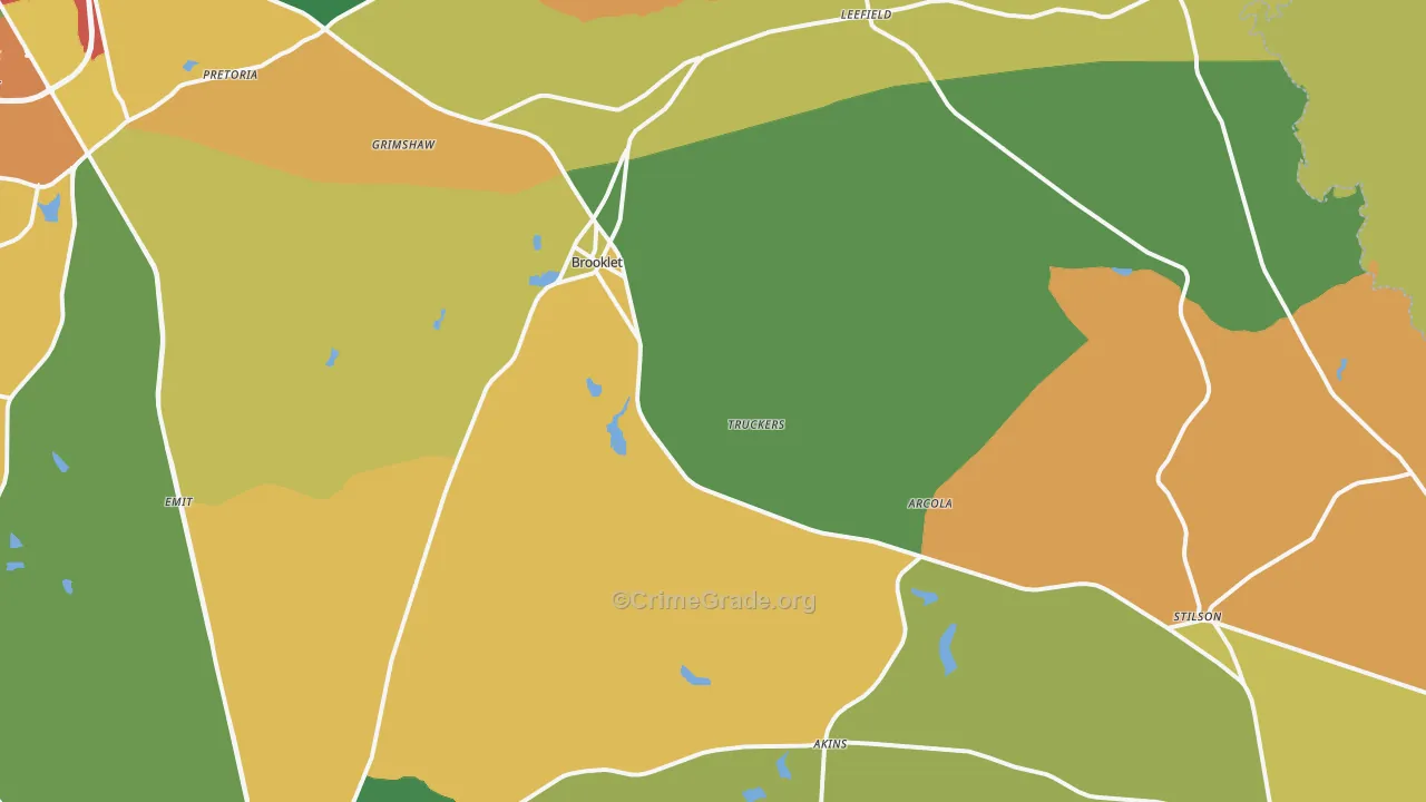 Brooklet, GA Map of Assault Rates