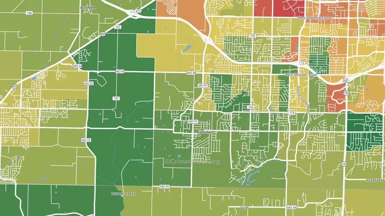 Brookline Station, MO Map of Assault Rates