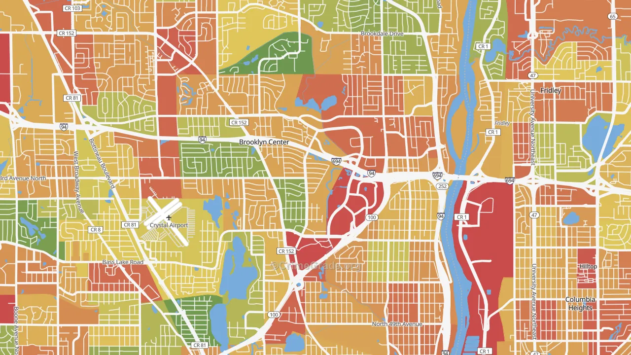 Brooklyn Center, MN Map of Assault Rates