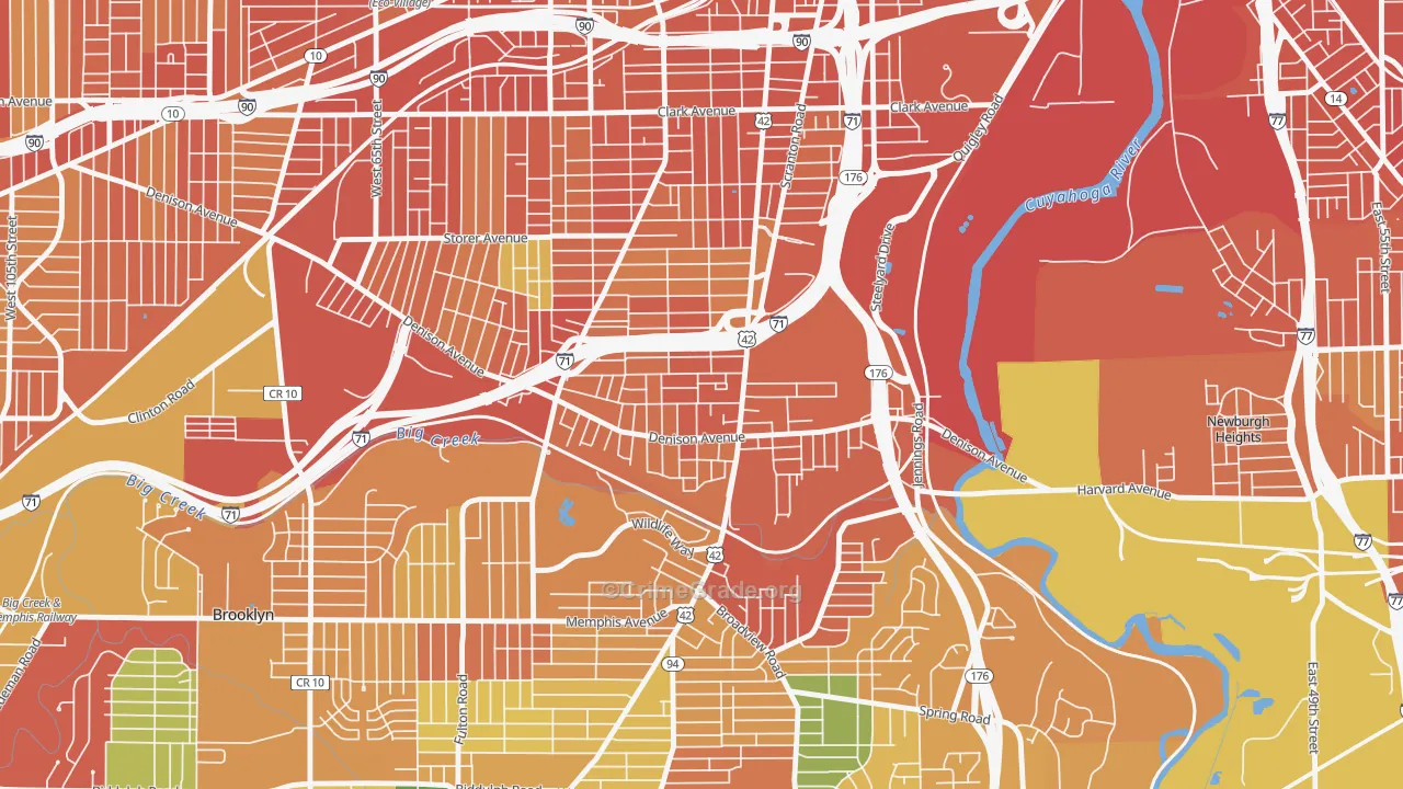Brooklyn-Centre, Cleveland, OH Map of Assault Rates