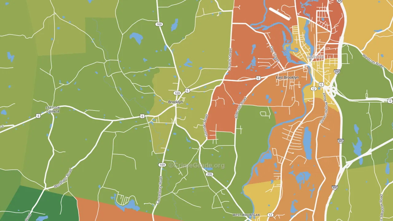Brooklyn, CT Map of Assault Rates