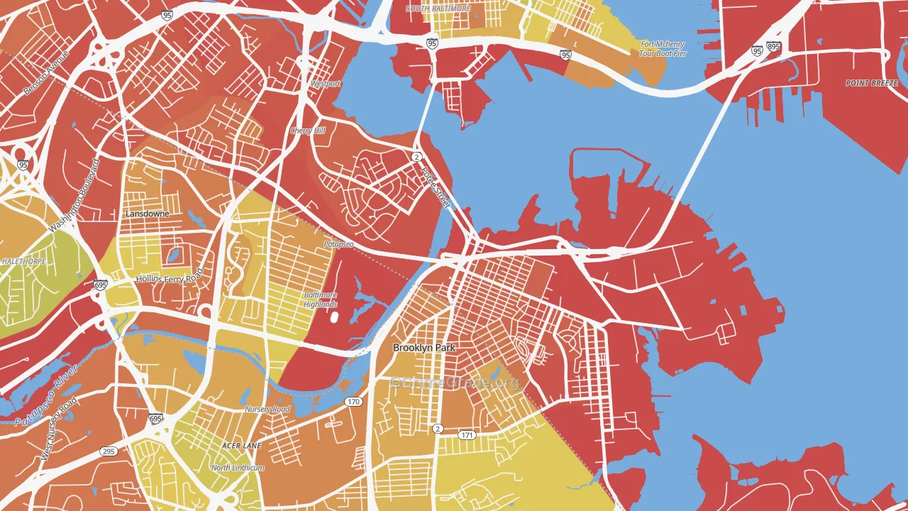 Brooklyn, MD Map of Assault Rates