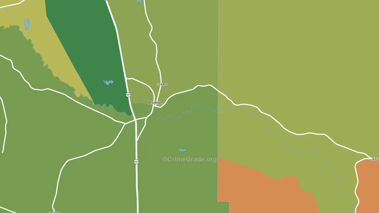 Brooklyn, MS Map of Assault Rates