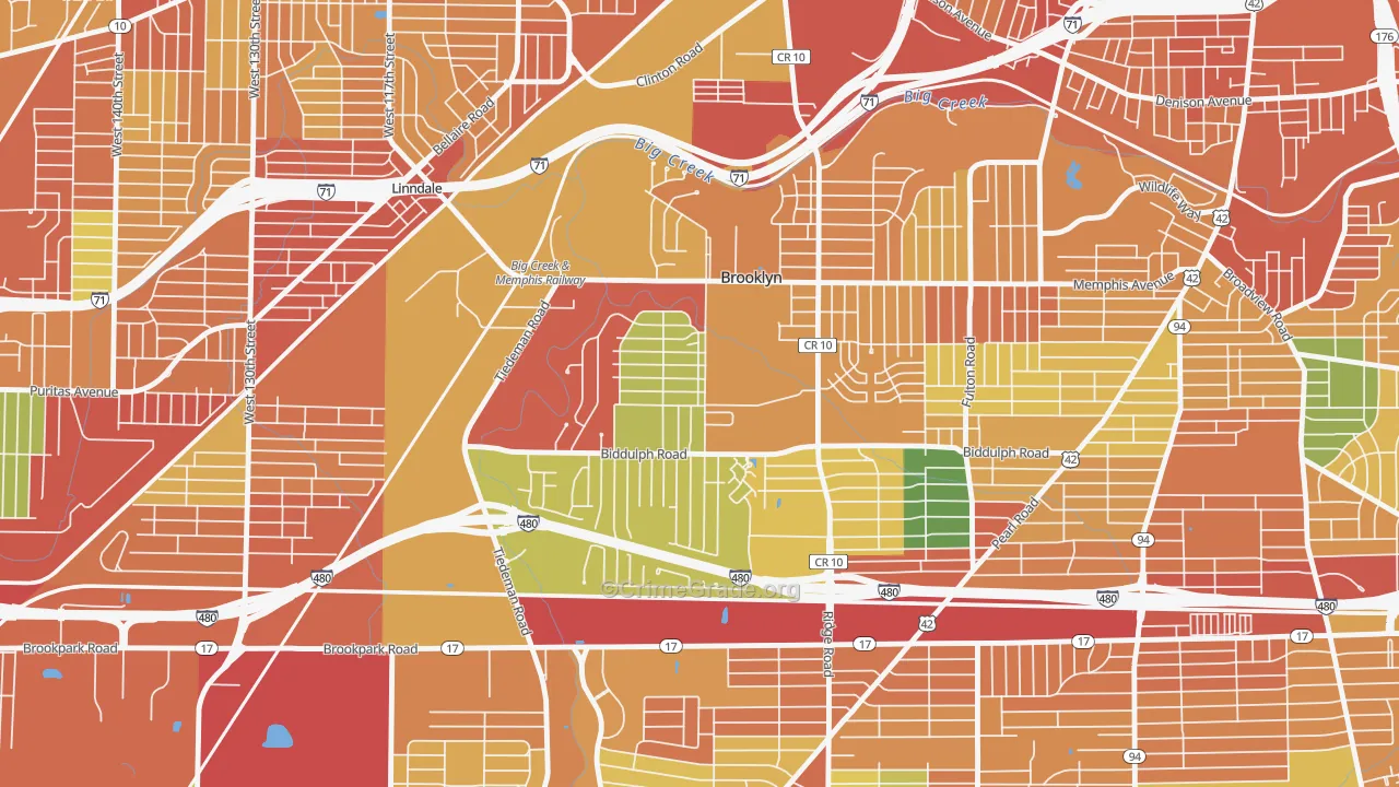 Brooklyn, OH Map of Assault Rates