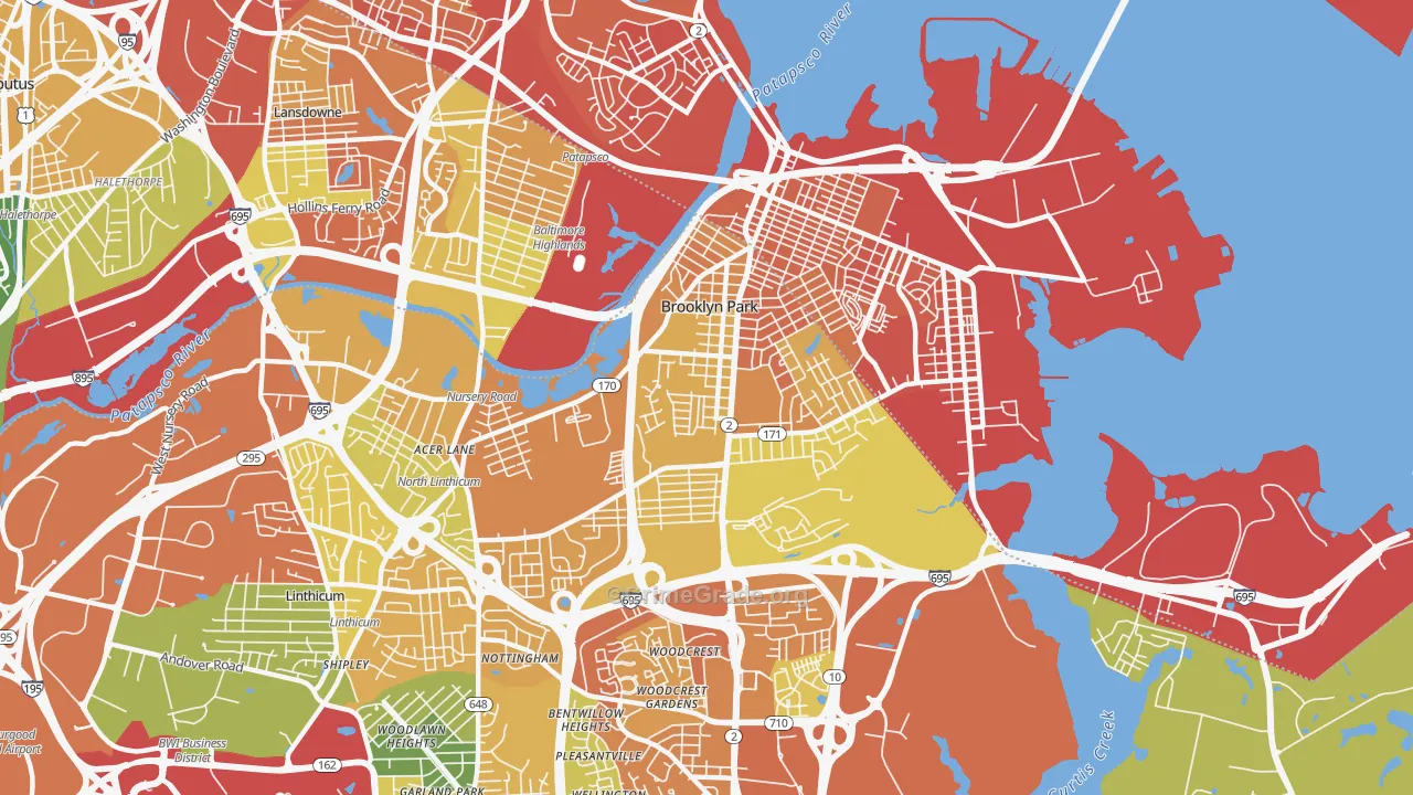 Brooklyn Park, MD Map of Assault Rates
