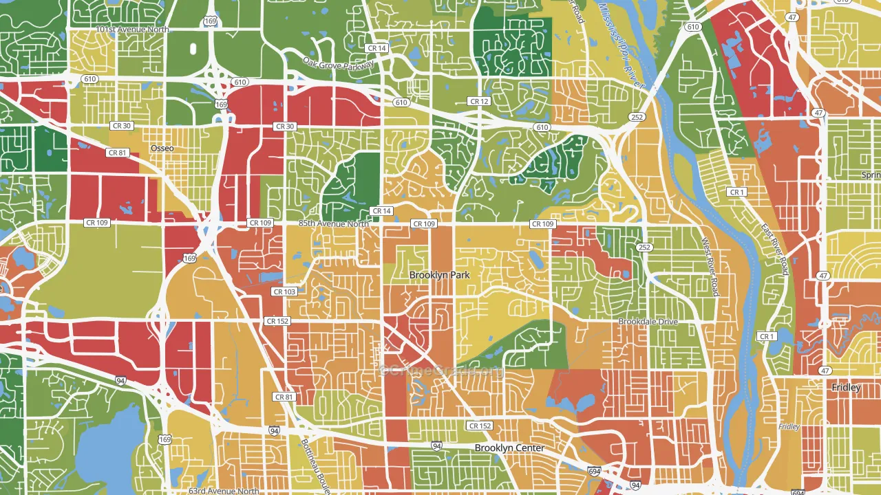 Brooklyn Park, MN Map of Assault Rates