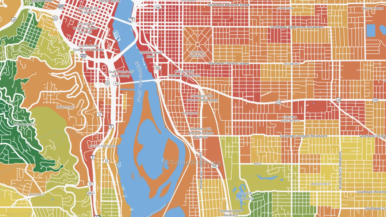 Brooklyn, Portland, OR Map of Assault Rates