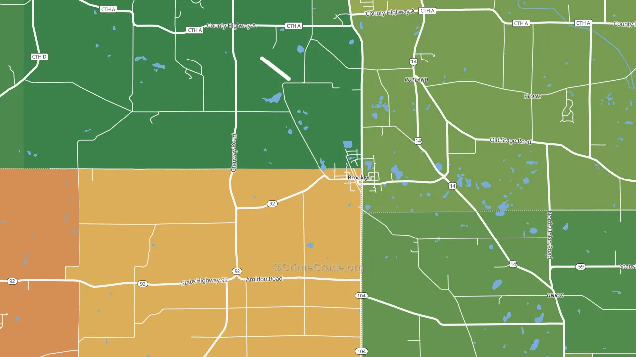 Brooklyn, WI Map of Assault Rates