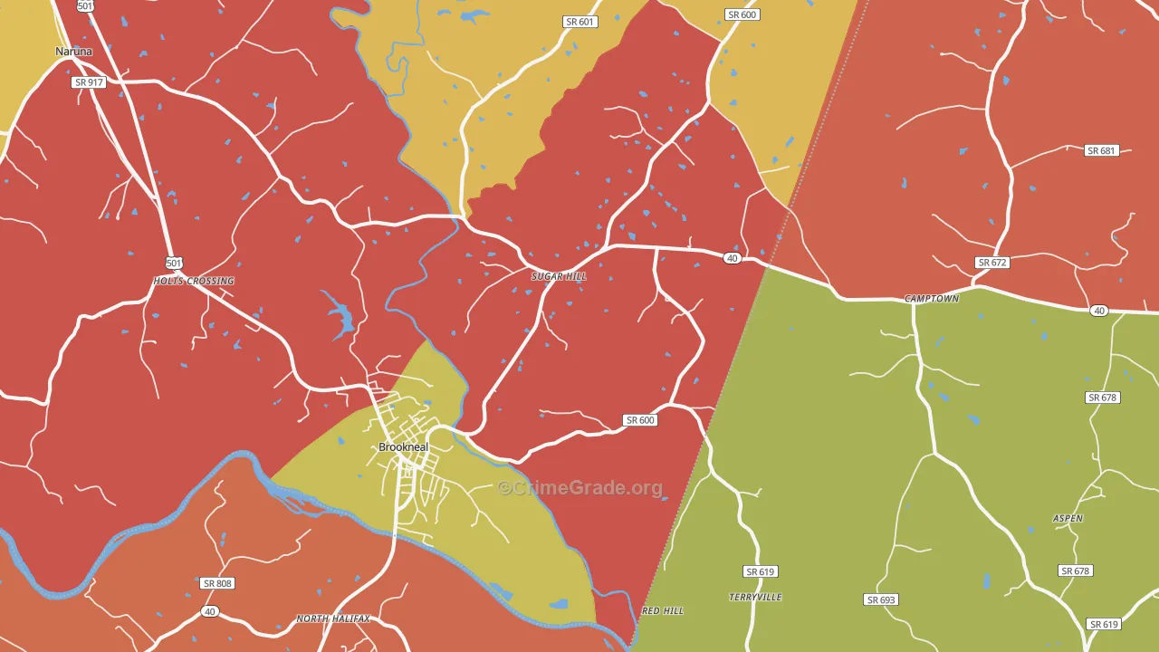 Brookneal, VA Map of Assault Rates