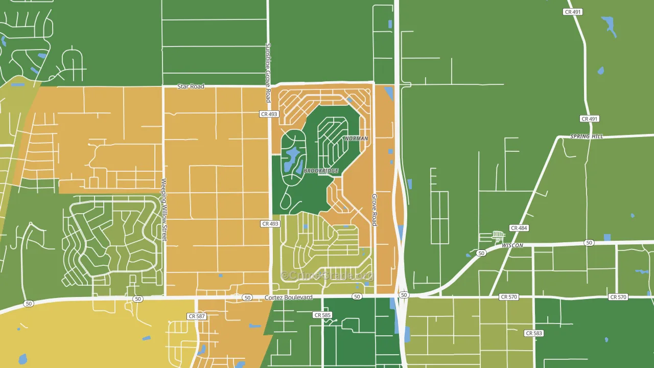 Brookridge, FL Map of Assault Rates