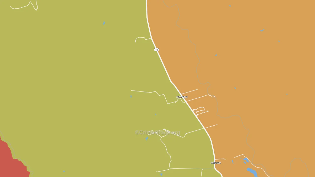 Brooks, CA Map of Assault Rates