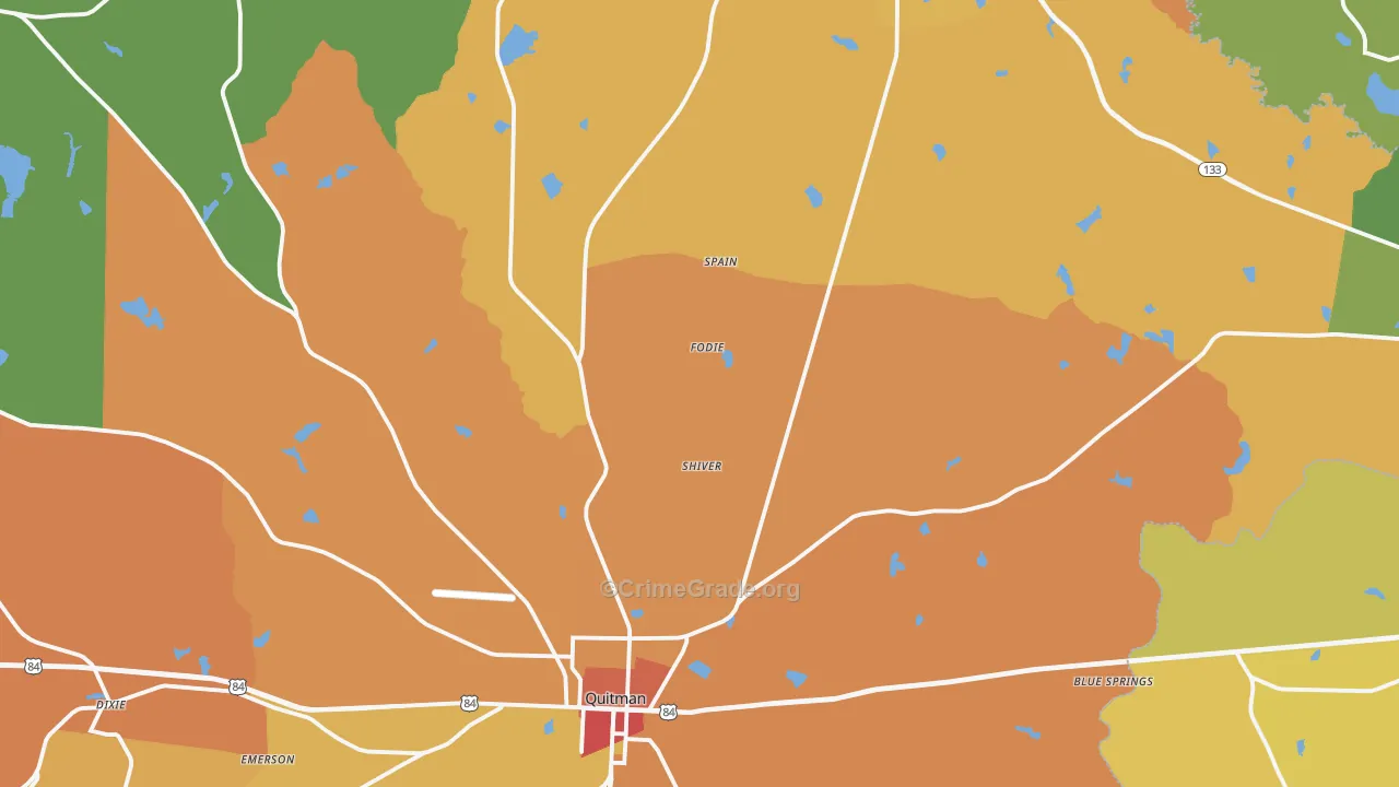 Brooks County, GA Map of Assault Rates