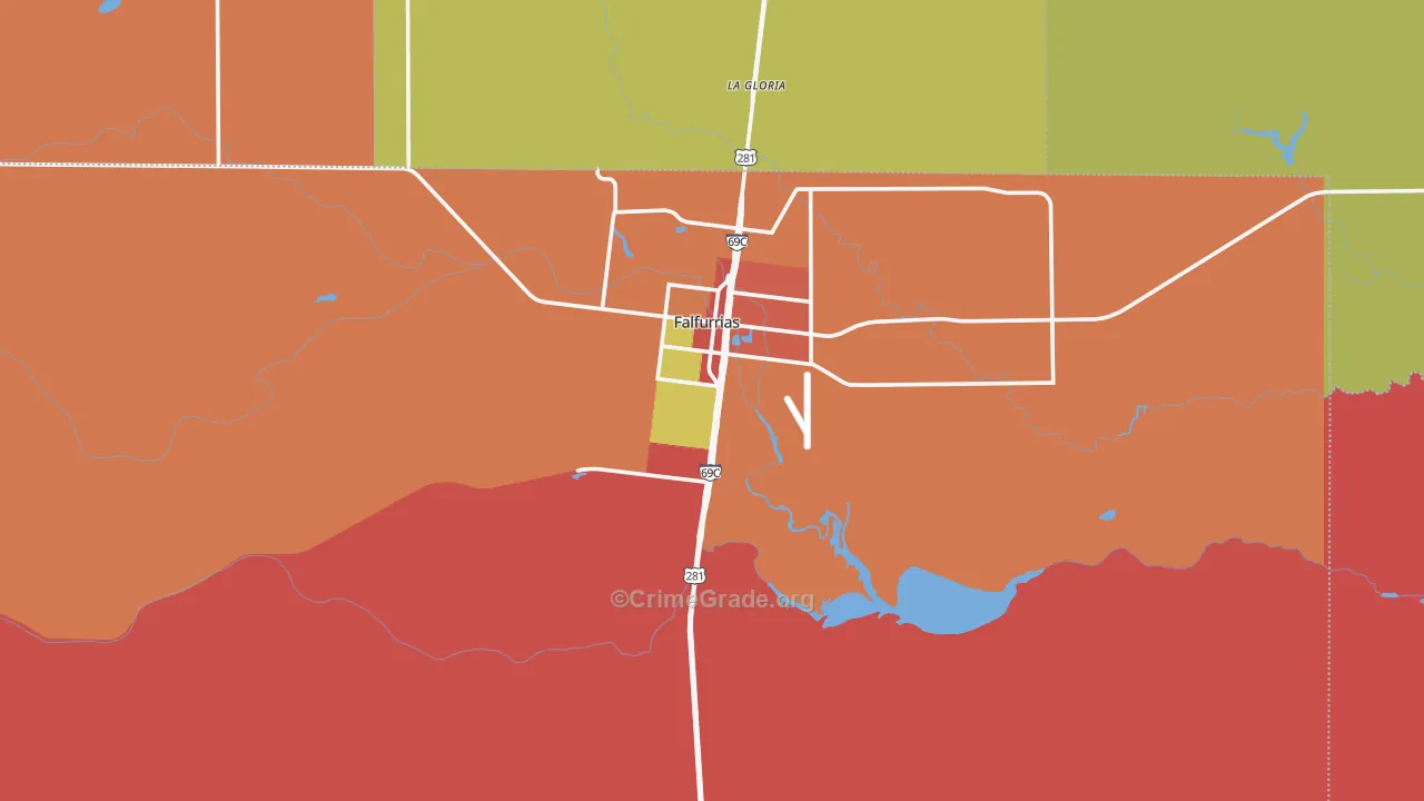 Brooks County, TX Map of Assault Rates