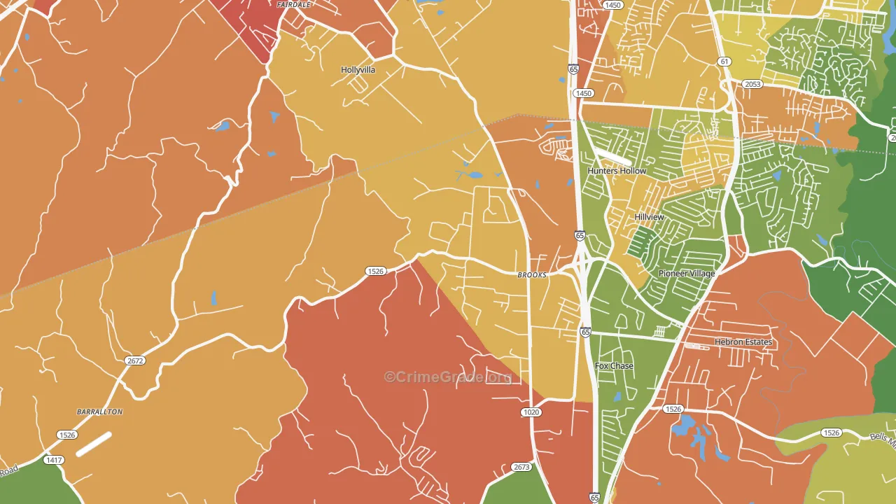 Brooks, KY Map of Assault Rates