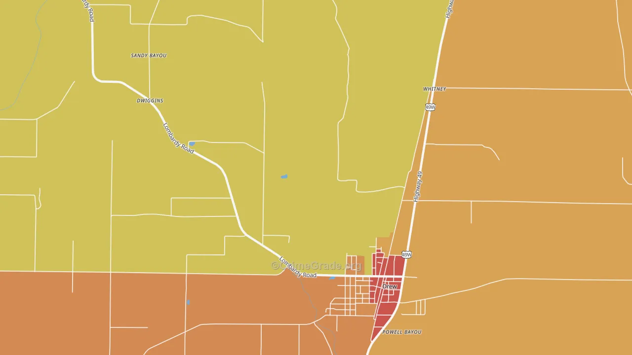 Brooks, MS Map of Assault Rates