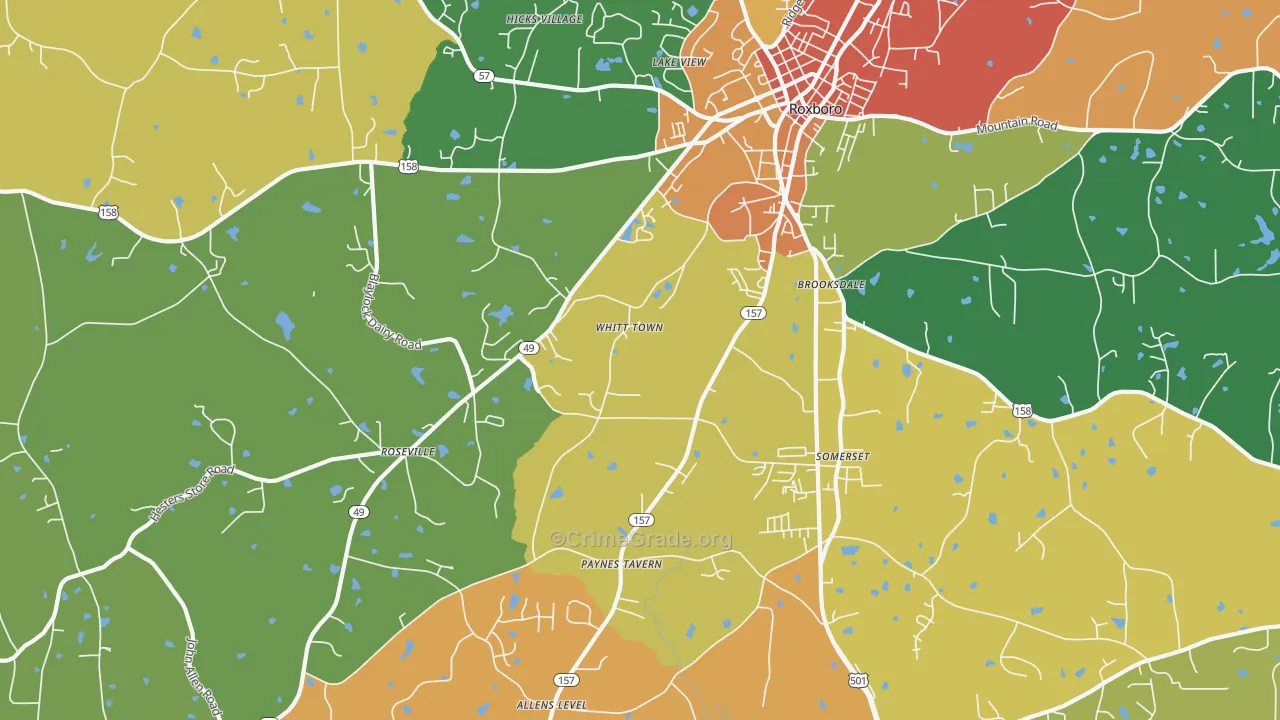 Brooksdale, NC Map of Assault Rates